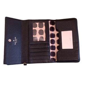 kate spade smile mirror black leather wallet